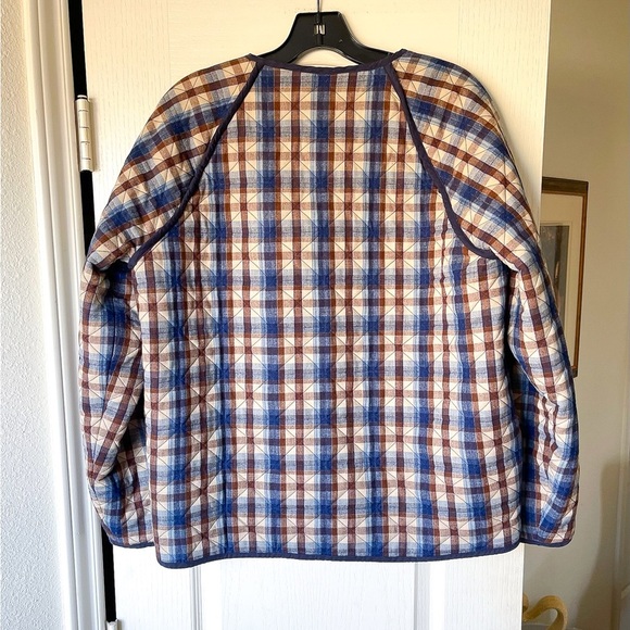 Doen Sedona Quilted Wool Silk Jacket Belleville Plaid Blue Brown Small EUC - Picture 7 of 10